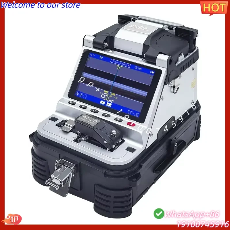 2026 AI-20 Fiber Optic Fusion Splicer 6 Motor 0.1μm Precision Integrated Electric Cleaver VFL Power Meter Trunk Cable