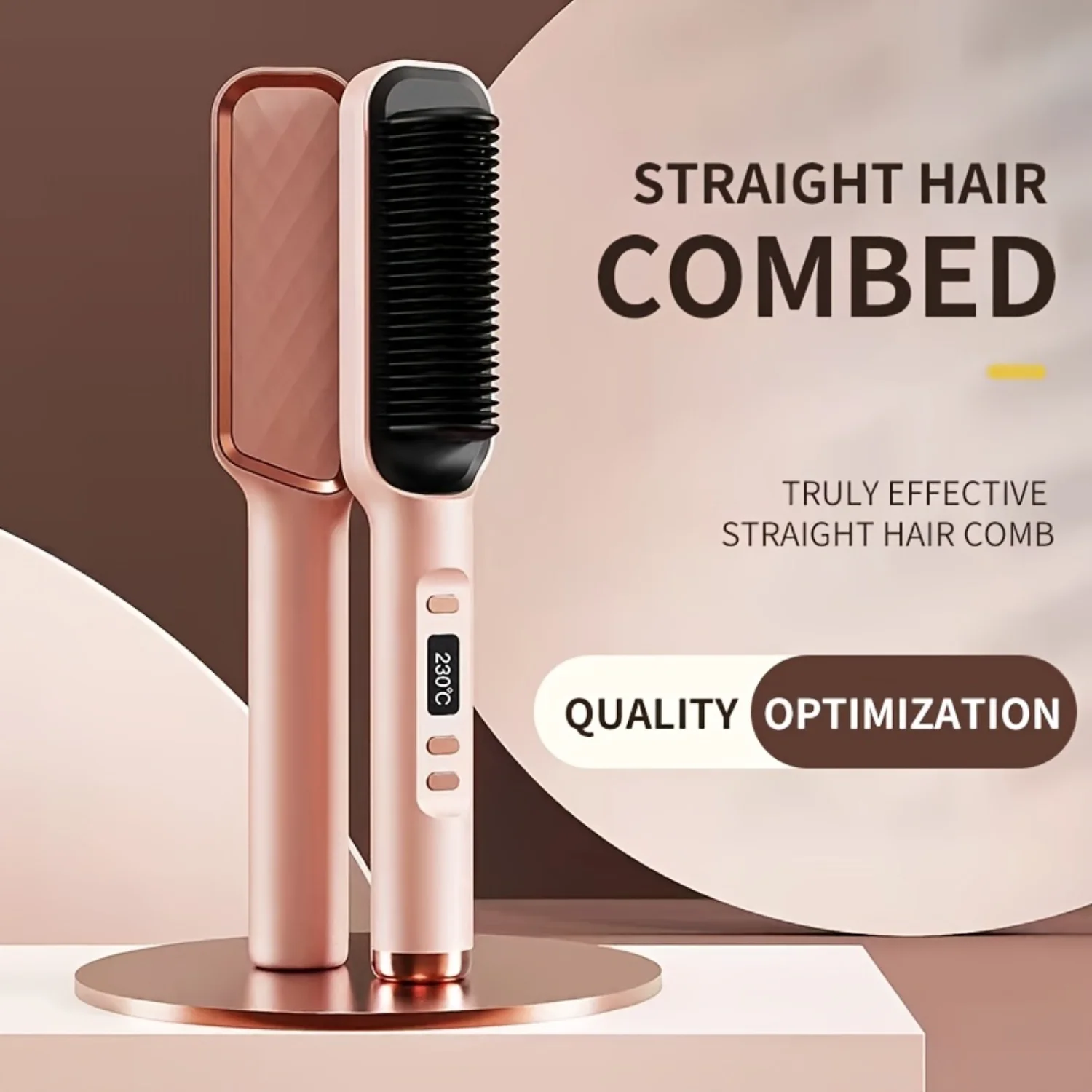 Experience Salon Quality  Sleek & Versatile 2-in-1 Ceramic Hair Styler - Curl & Straighten with One Hot Comb, Anti-Scald, Power 