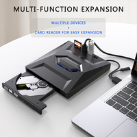 USB 3.0 Type C External CD DVD Drive with USB HUB Type-C SD Card Reader 7-in-1 CD DVD RW ROM Disk Player Burner Reader Writer
