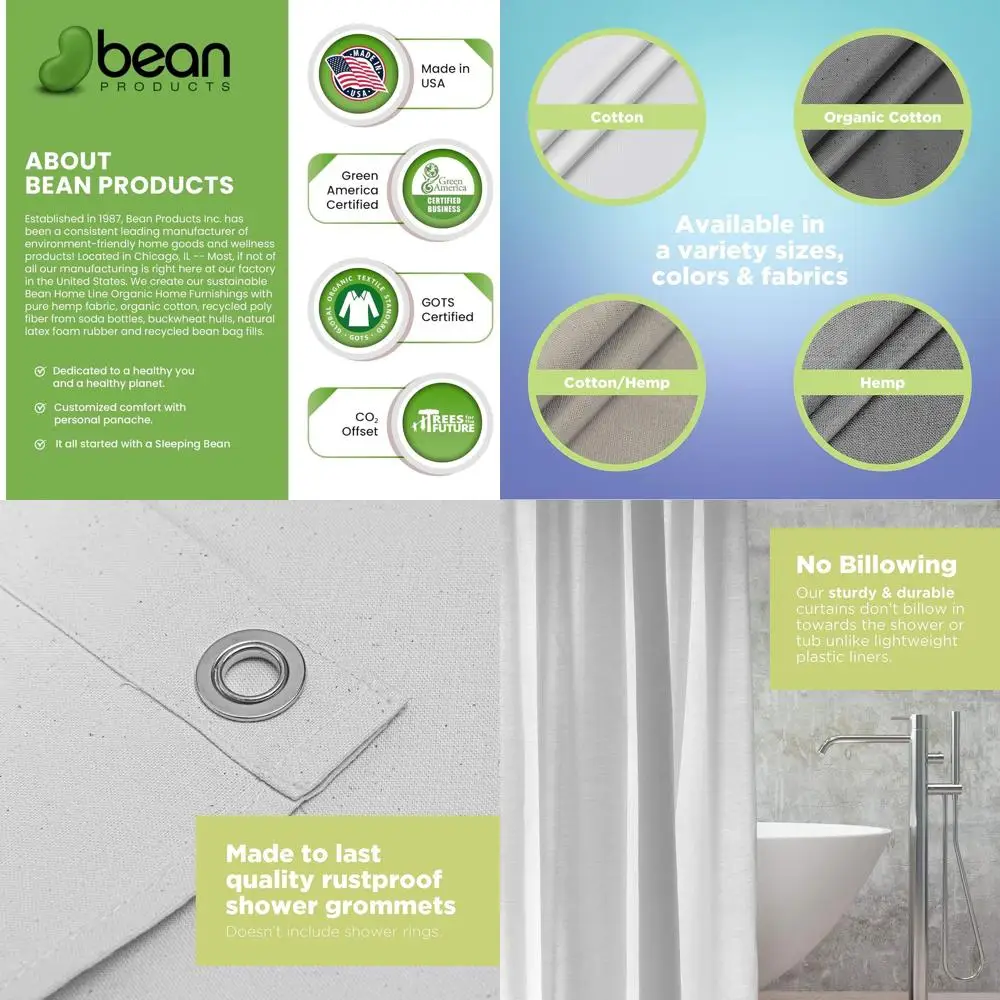 

Eco-Friendly Cotton Shower Curtain Liner - Standard Size - Stylish, Lightweight White Bath Drape - 36x74 Inches