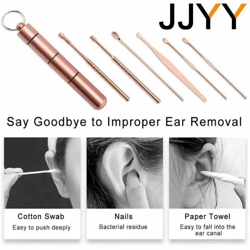 Stainless Steel Ear Wax Removal Kit 6 Piece Ear Cleaning Tools for Safe Ear Care and Earplug Use