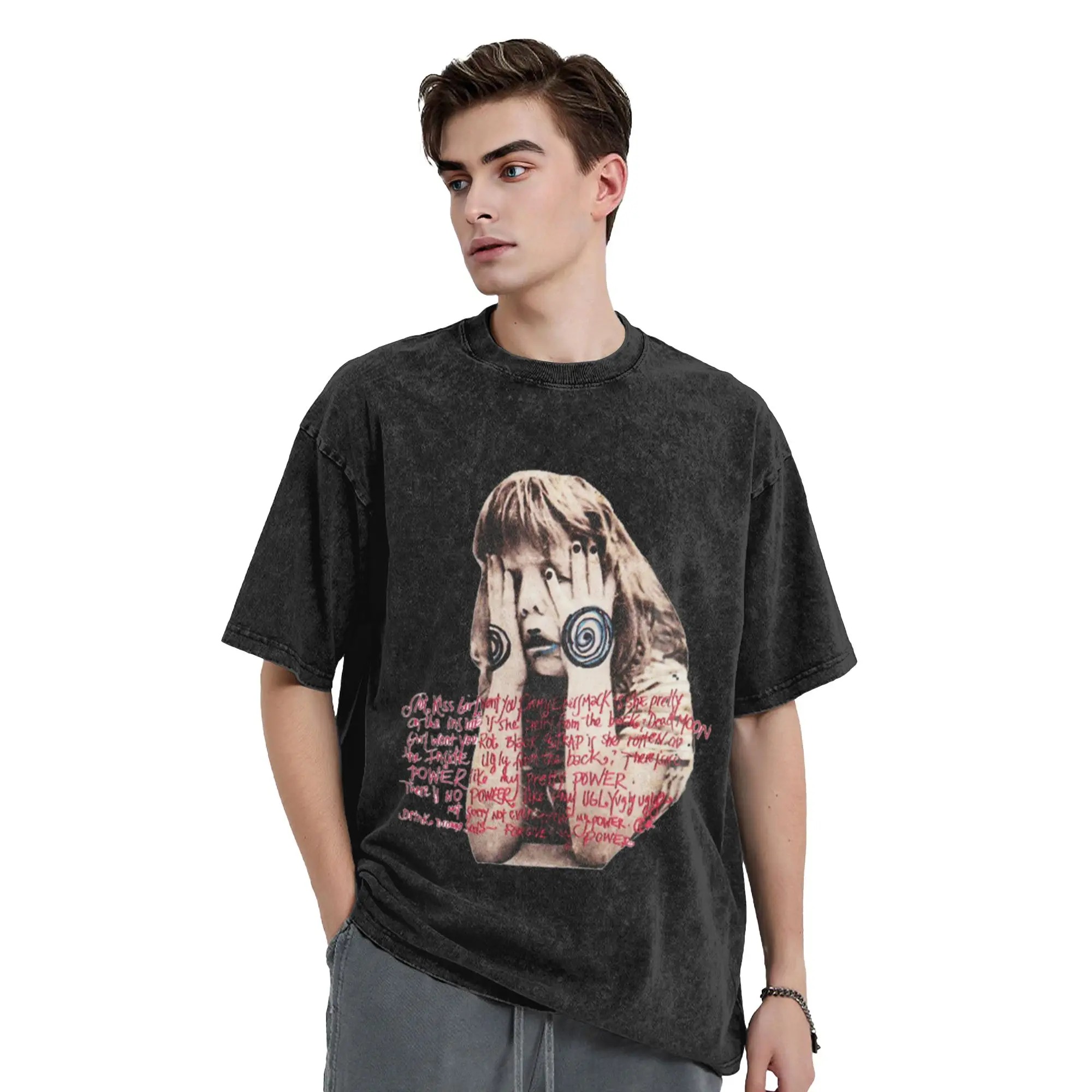 Dead Moon Girl Classic Chic A T-Shirt Oversized Short Sleeve Men's Women's Cotton Tees Tops