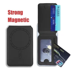 Leather Magnetic Magsafe Cellphone Card Holder For IPhone 16 15 14 13 12 Pro Max Plus Phone Bank Card Wallet Strong Magnet Case