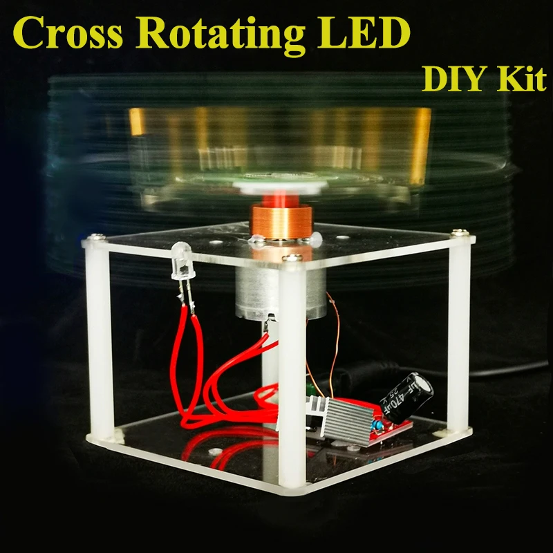 Cross Rotating LED Display DIY Kit 51 Single Chip Microcomputer Electronic Circuit Welding Practicing Loose Parts