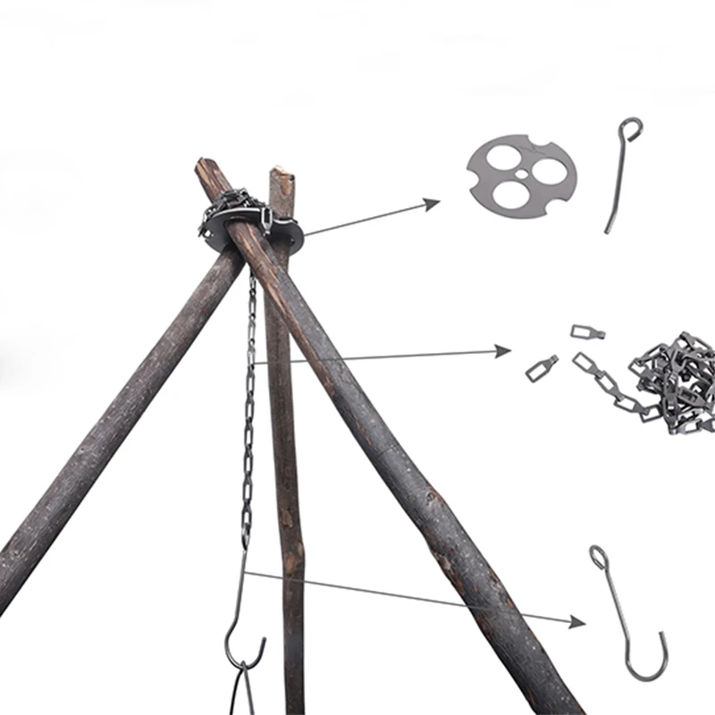 Boundless Voyage Camping Gadgets Titanium Hanging Chain with Hooks Fixed-loop for Pot Cup Hanging Basket Multifunction