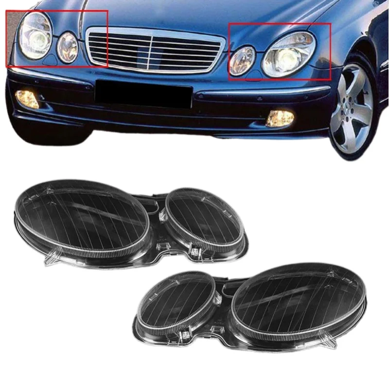 Für 2002-2008 Mercedes W211 E-Klasse Links Rechts Scheinwerferabdeckung Glasgehäuse Lampenschirm Scheinwerferlinse mit 4M Klebedichtmittel