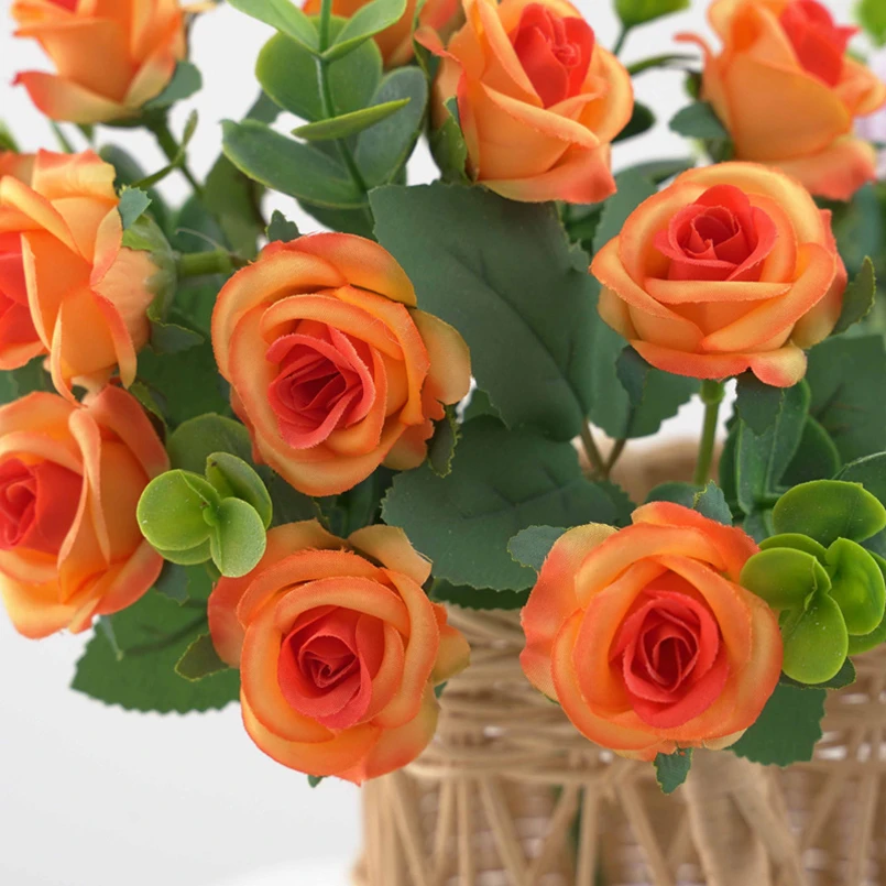 1 Stück künstliche Blumen, zur Dekoration von Wohnräumen, für den Außenbereich, Garten, Eukalyptus-Kranz, Pflanzen, für Hochzeiten und Partys, Seidenrosen-Sträuße, Requisiten für Fotoshootings. – Detail 4