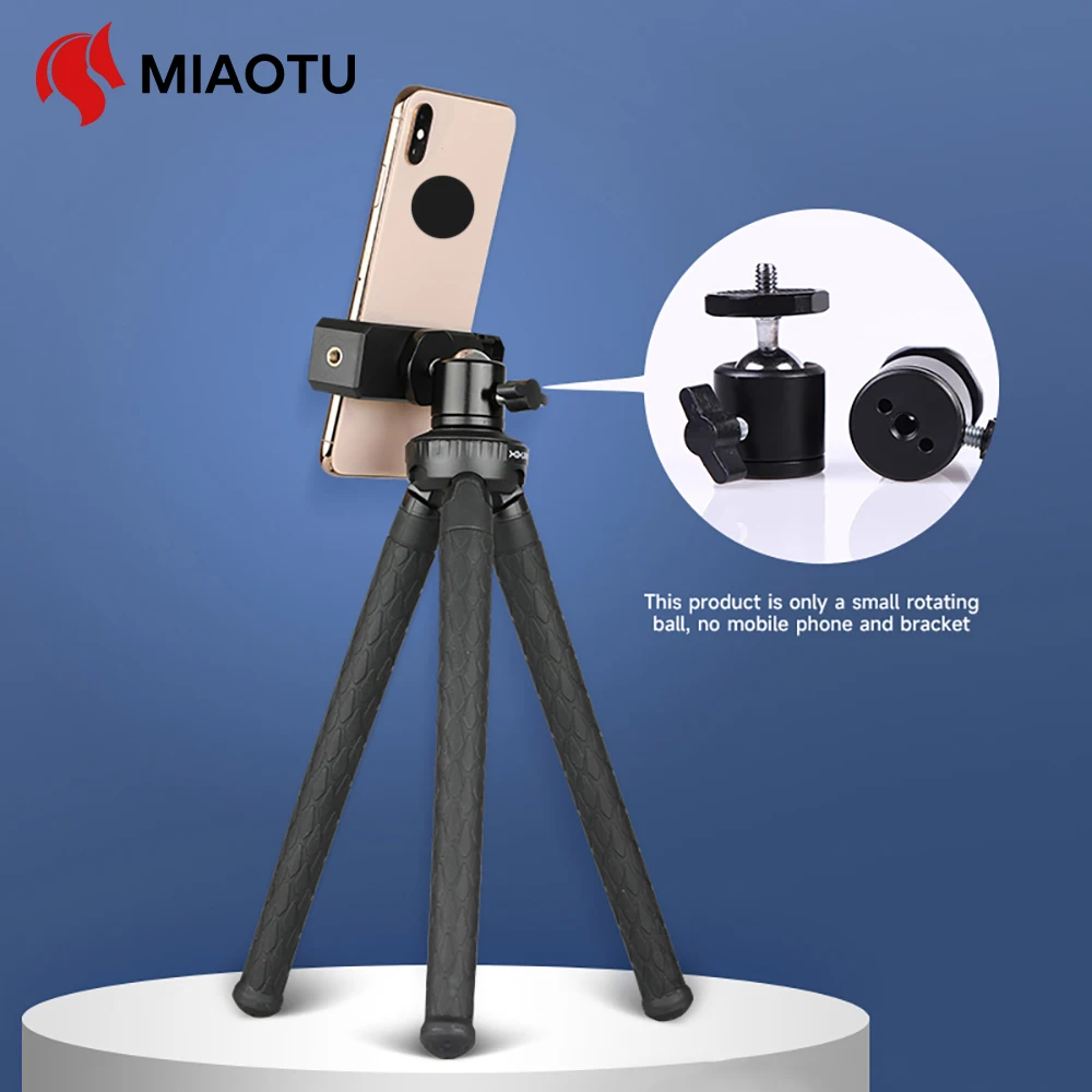 MIAOTU 1/4 Screw Mount 360° 2 in 1 Ball Head Dual Use  for Camera Phone Holder Speedlite Tripod Selfie Stick