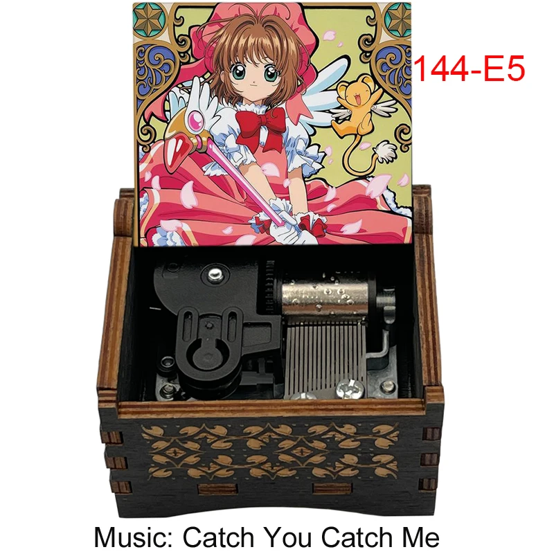 Card captor Anime Sakura Music CATCH YOU CATCH ME Wooden Mechanical Music Box Toys For Girls New year Christmas gift