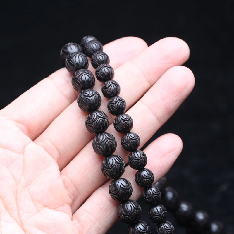 Lucky Ebony Bracelet 108 Buddha Beads 8mm Lotus Bead Fashion Accessories Unisex Mala Elastic Bangle Necklace