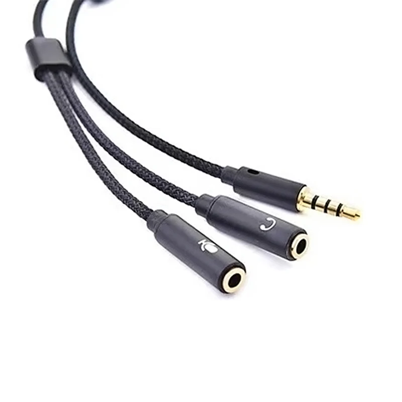 Headset Splitter 3.5mm Audio+Mic Stereo Headphone Splitter Audio 3.5mm 4 Pole Jack Y Cable for PS4,PC Gaming Headset,Xbox One ﻿
