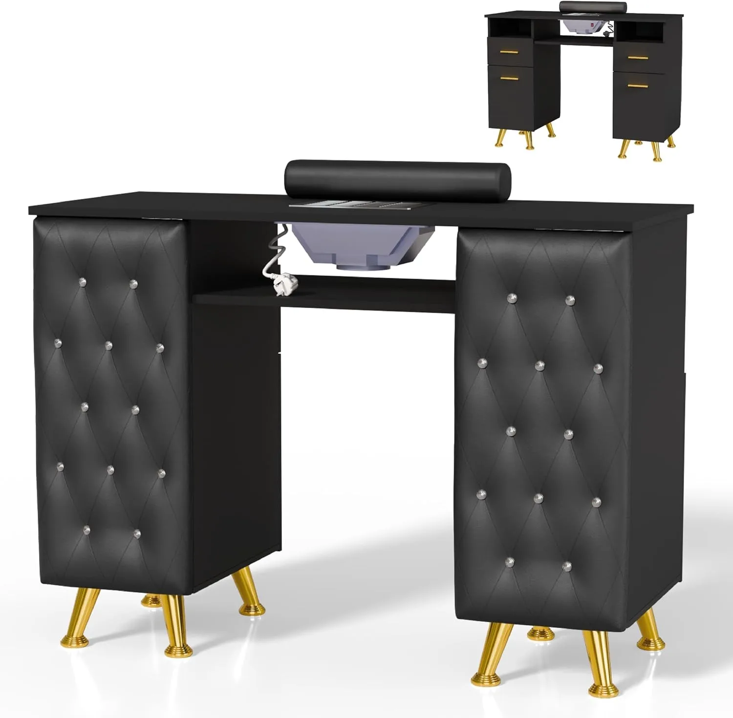 

Elegant Manicure Table with Dust Collector & Storage Drawers Nail Salon Station