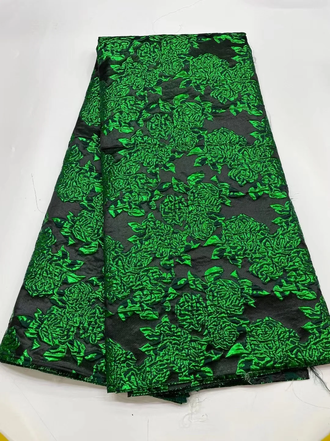 

2022 Green Flowers Brocade Lace Fabric French Lace Fabric High Quality African Jacquard Nigerian Lace Fabric For Party MJ5284