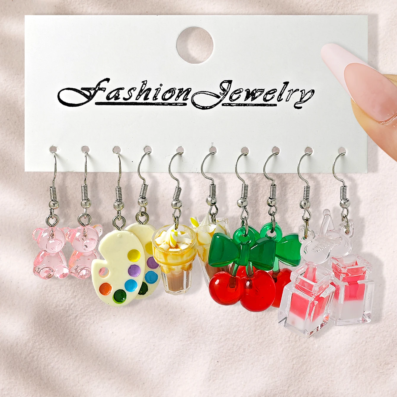 شخصية الإبداعية الطازجة الحلو الأقراط للنساء الملونة الراتنج الأقراط الفاكهة الكرز الفطر قوس قزح انخفاض القرط مجموعة