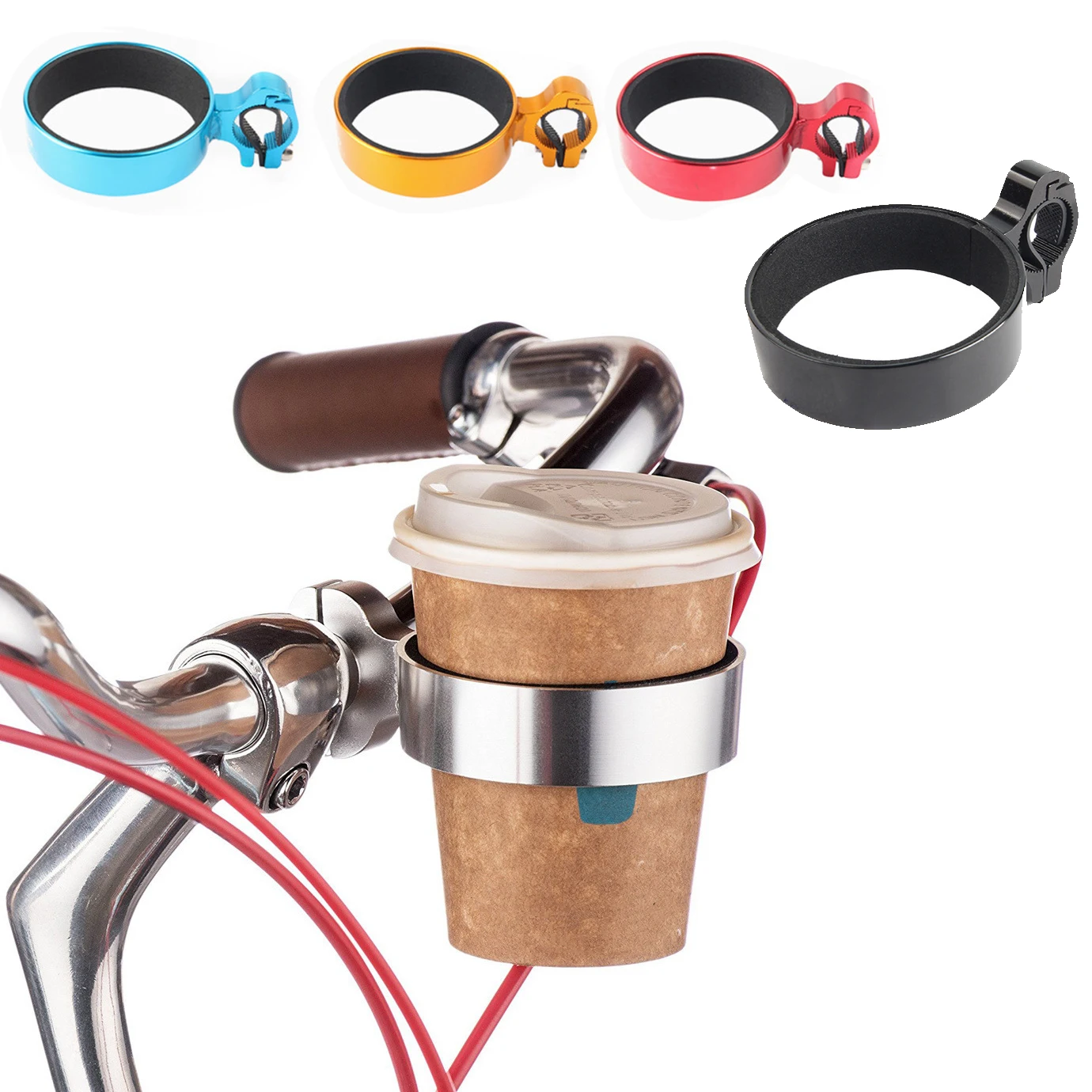 Outdoor Cycling Aluminum Bicycle Cup Holder Bike Coffee Drinks Cups Milk Tea Cups Holder Handlebar Mount Stand Bike Bottle Cage