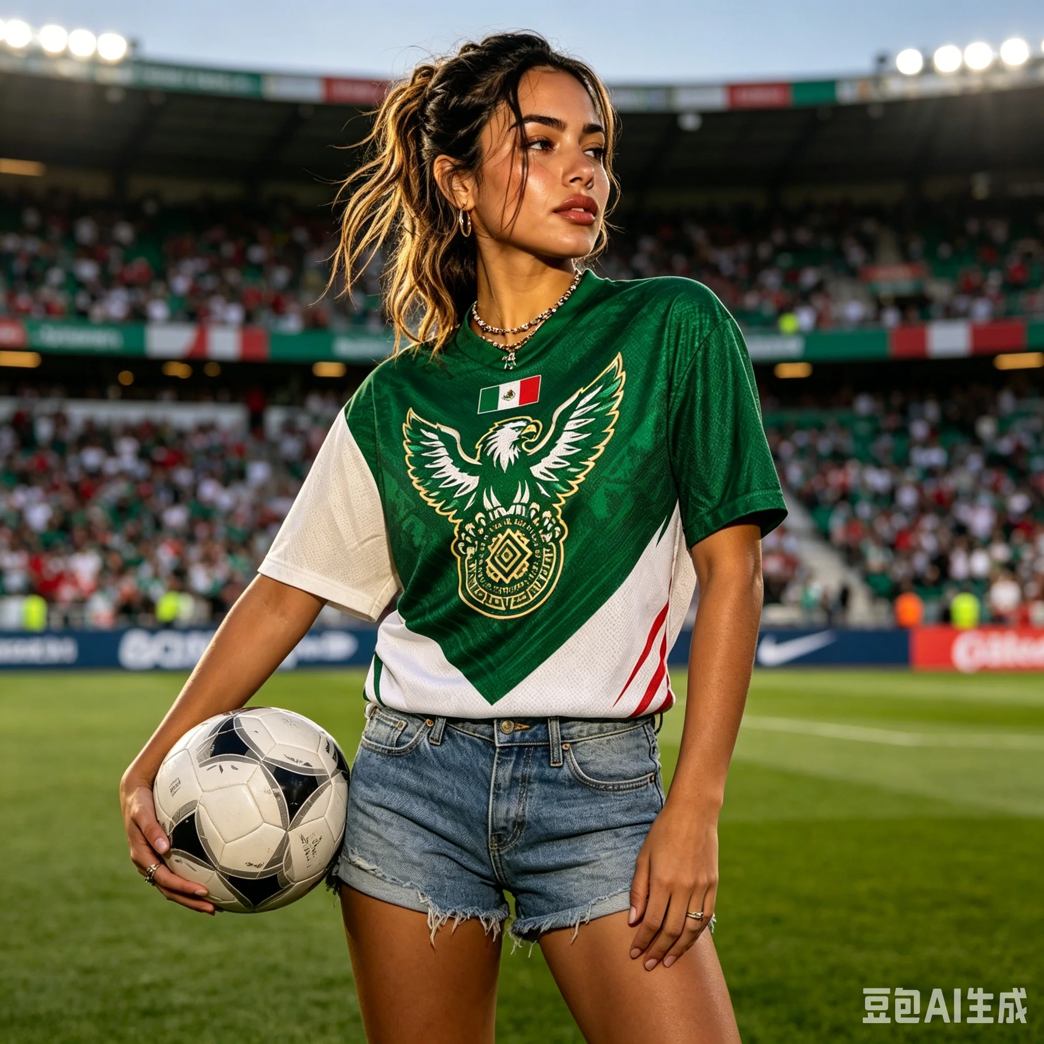 Women's Summer Green White Red Mexico Graphic V Neck Short Sleeve T shirt Athletic Patriotic Top Unisex Soccer Jersey
