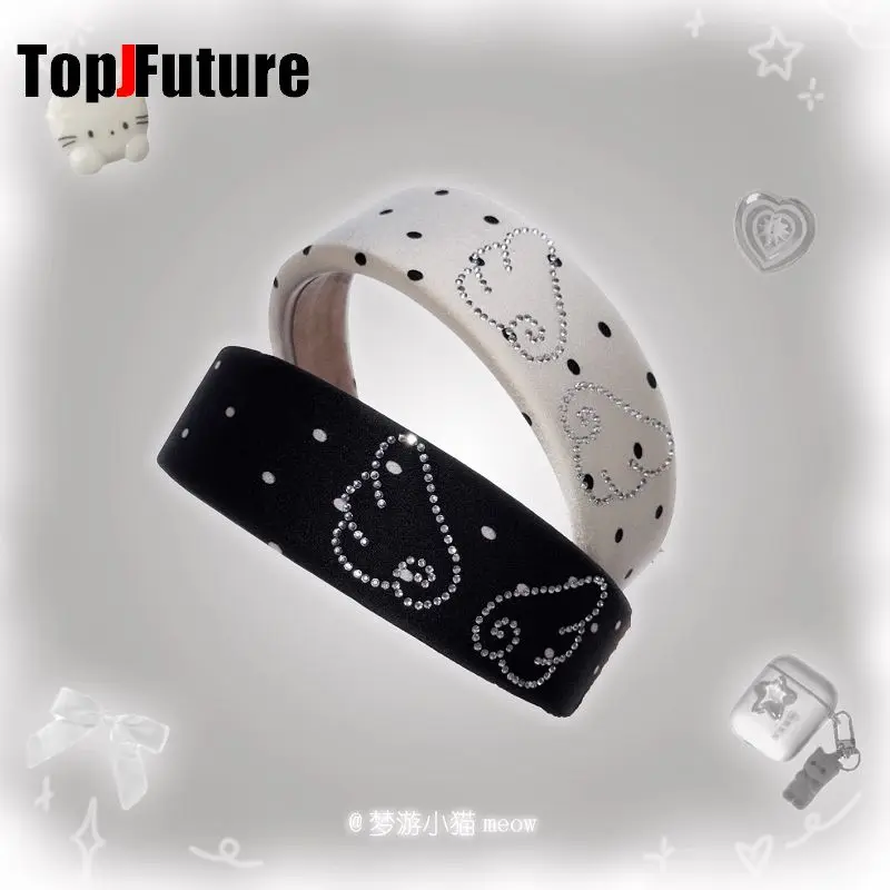 Spring/Summer Gothic Lolita Harajuku Rhinestone Wings Hair Hoop Women's Japanese Headband Hair Clip Headpiece Hair Accessories