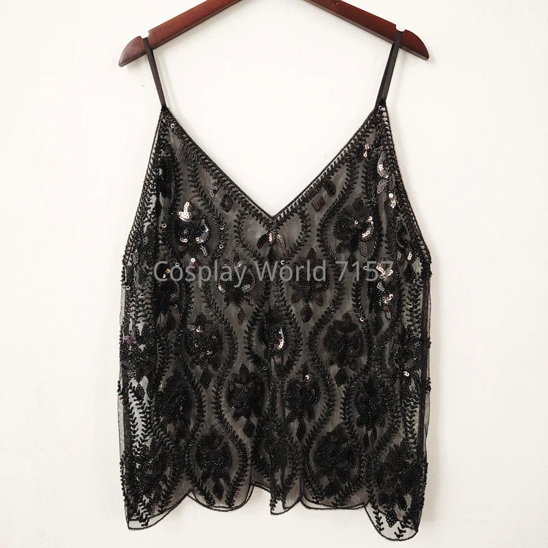 Elegant Gold Bead Sequin Mesh Camisole for Women, V Neck Slimming Sleeveless Tank Top, Fashion Glitter Layering Cami for Summer