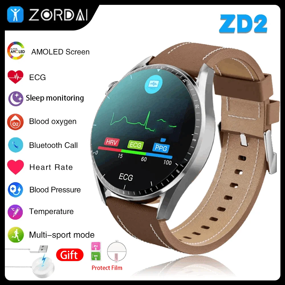 Zordai Z2 Smart Watch for Huawei Watch 4 Pro AMOLED GPS Trajectory Bluetooth Call ECG NFC IP68 Waterproof Heart Rate Smartwatch