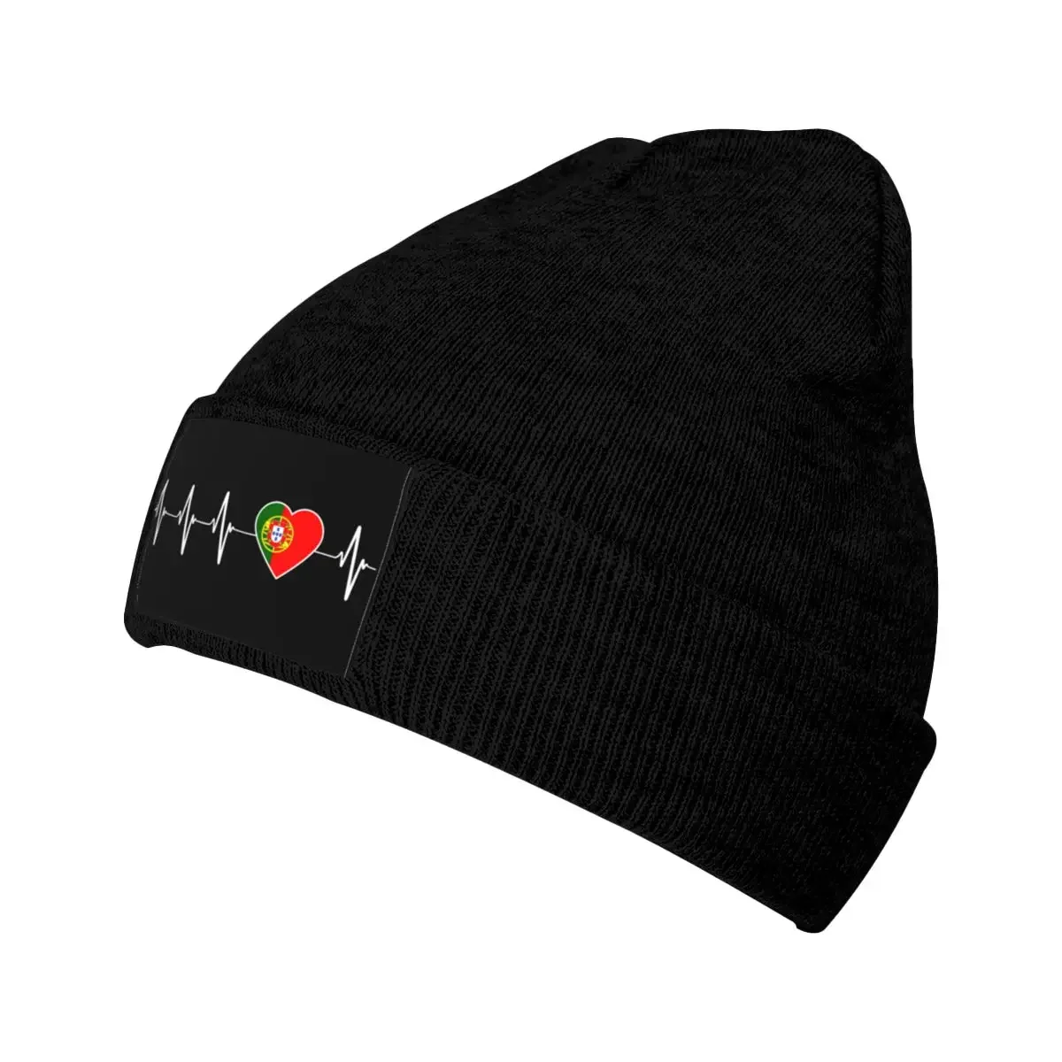 Heartbeat Portugal Flag Skullies Beanies Caps Hip Hop Winter Warm Knitted Hats Adult Unisex Portuguese Heart Family Bonnet 