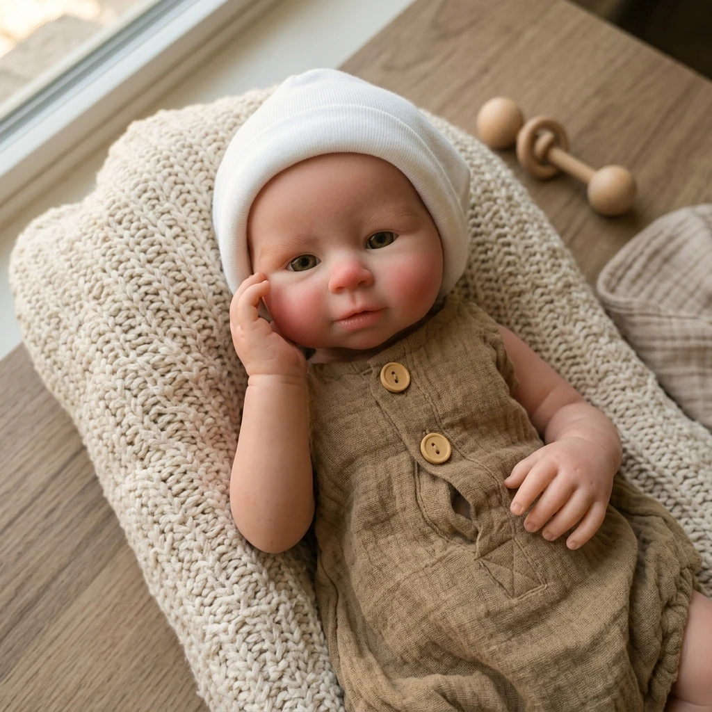 18 Inch Full Body Silicone Reborn Doll Bald open-Eyes Design Lifelike Hand Painted Waterproof Newborn Collectible