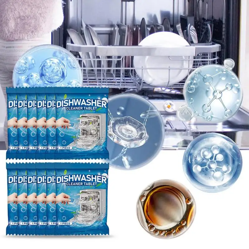 Dishwasher Cleaning Tablets 12PCS Clean Dish Washer Tablets Removal Of Odors Cleaner Clean Dish Washer Tablets Deep Dishwasher