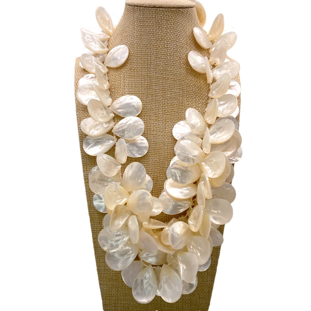 YYGEM Natural Top Drilled Teardrop Shape Shell Necklace Fashion Jewelry For Party Wholesale