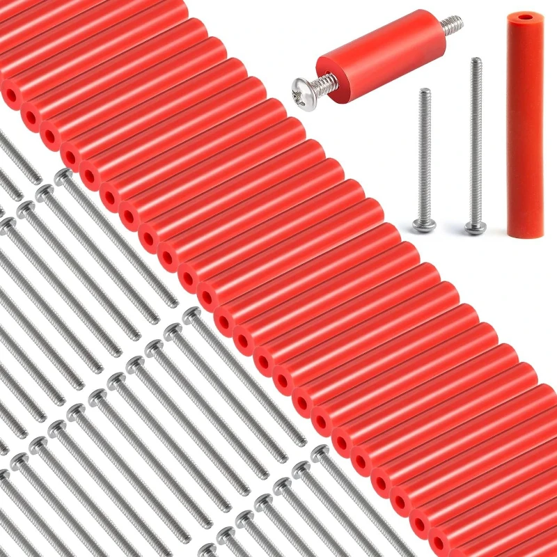 22/50PCS Bagged Red Silicone Power Socket Round Tube Pads, Bolts, Switch Box Socket Accessories Support Rods