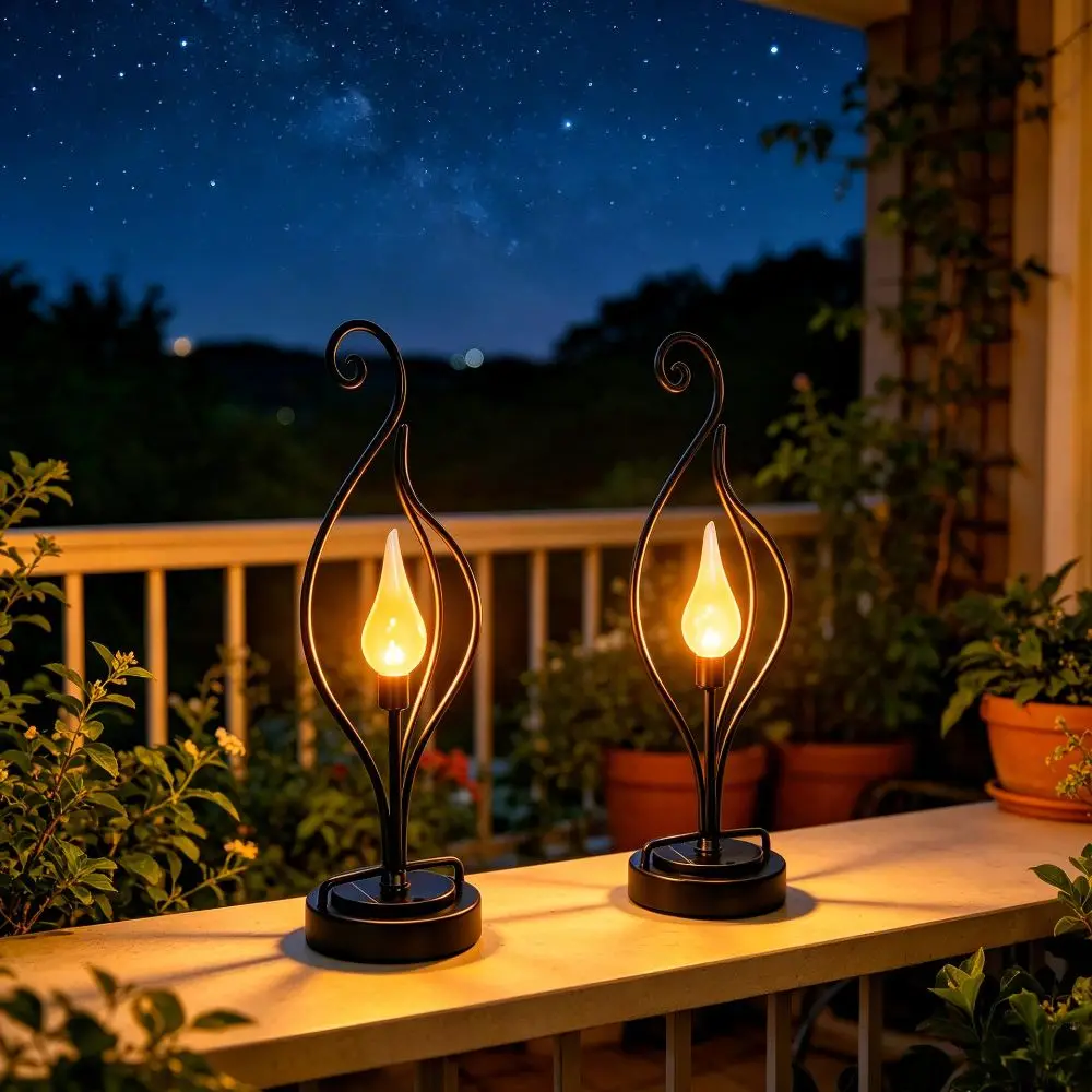 Sturdy Metal Housing Solar Flame Light Solar Powered Vivid Flame Effect Outdoor Lawn Garden Decor Light Warm Soft Lighting