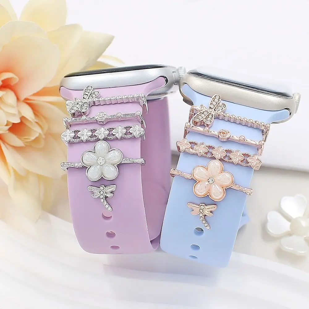 Strap Accessories Dragonfly Strap Decoration Ring Dragonfly Flower Watch Band Ornament for Apple Watch Band