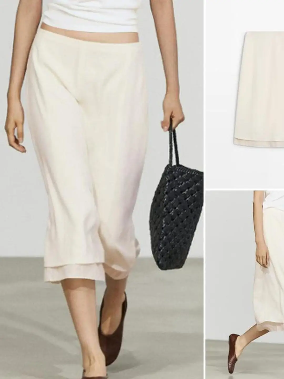 Casual Standard Version Double Layer Patchwork mid Waist Midi Skirt Autumn Design Sensation Women's Fashion City Walk Skirt