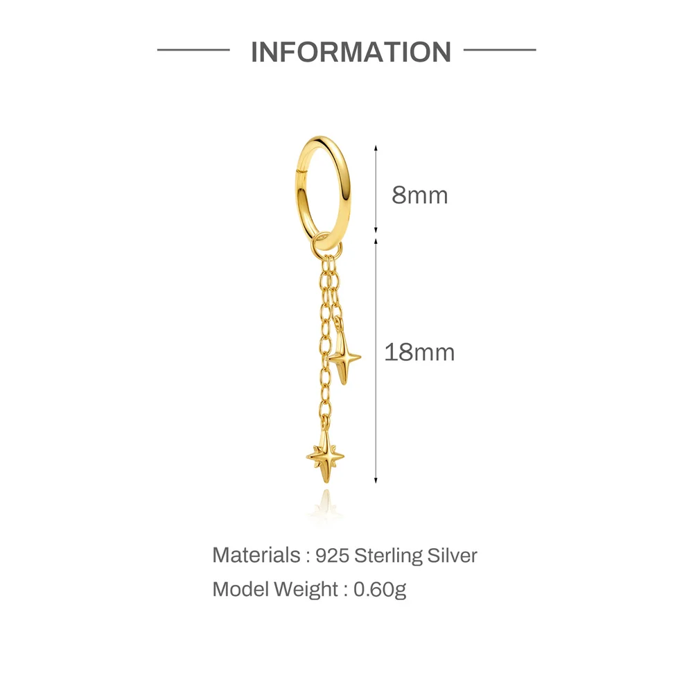Aide 925 Sterling Silver Celestial Star Moon CZ Piercing Stud Dainty Dangle Thorn Shape Multi-Style Piercing Earring for Women