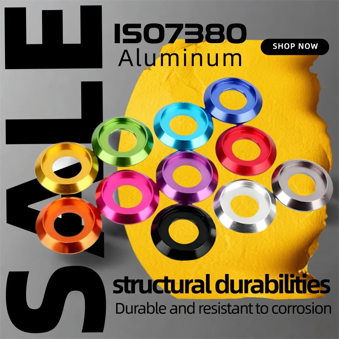Bunte Aluminium-Unterlegscheibe für Knopfkopfschrauben ISO7380 Kunststoff-Unterlegscheibe M2 M2.5 M3 M4 M5 M6 M8