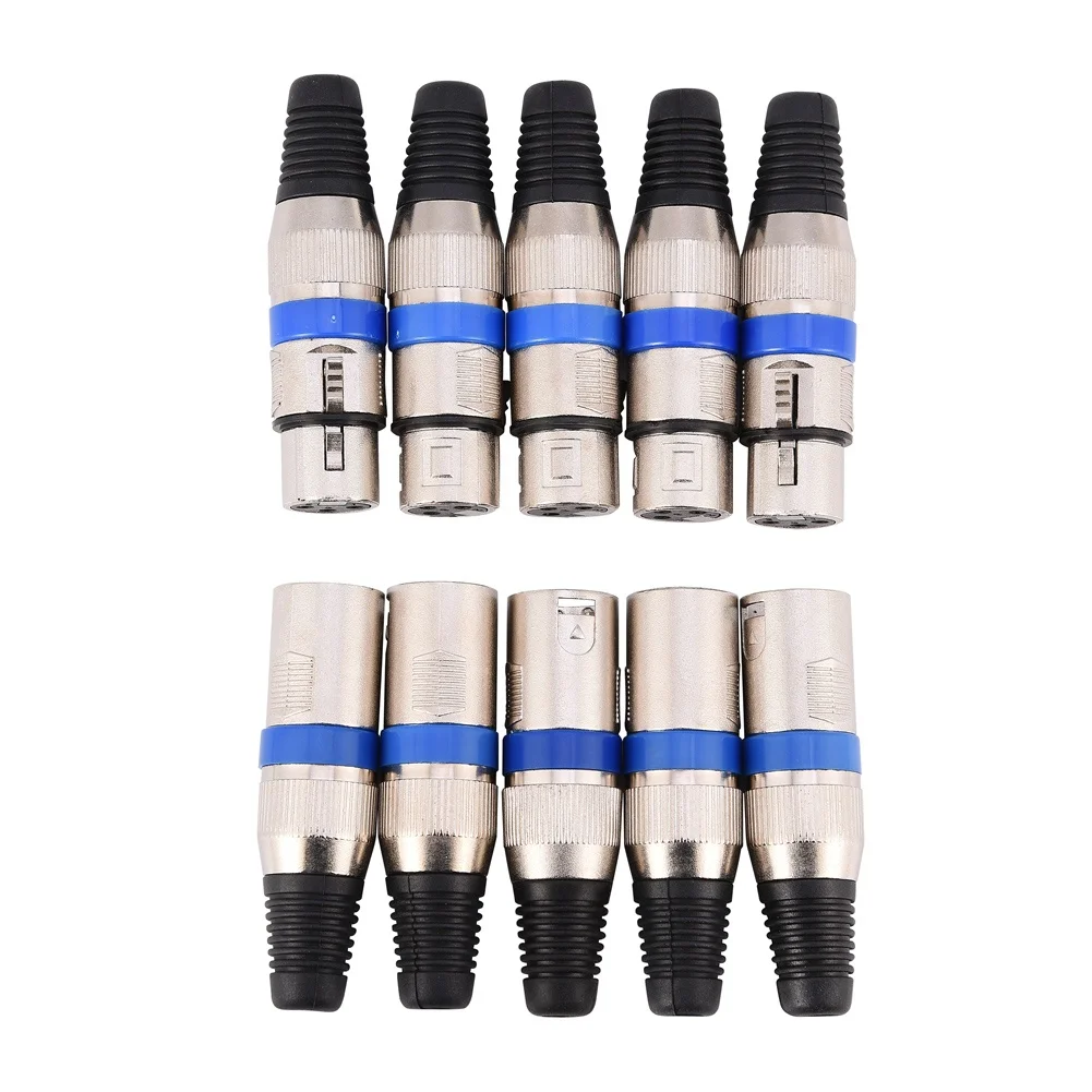 5 Pairs 3 pin XLR Mic Microphone Audio Connector Male Plug   Female Socket