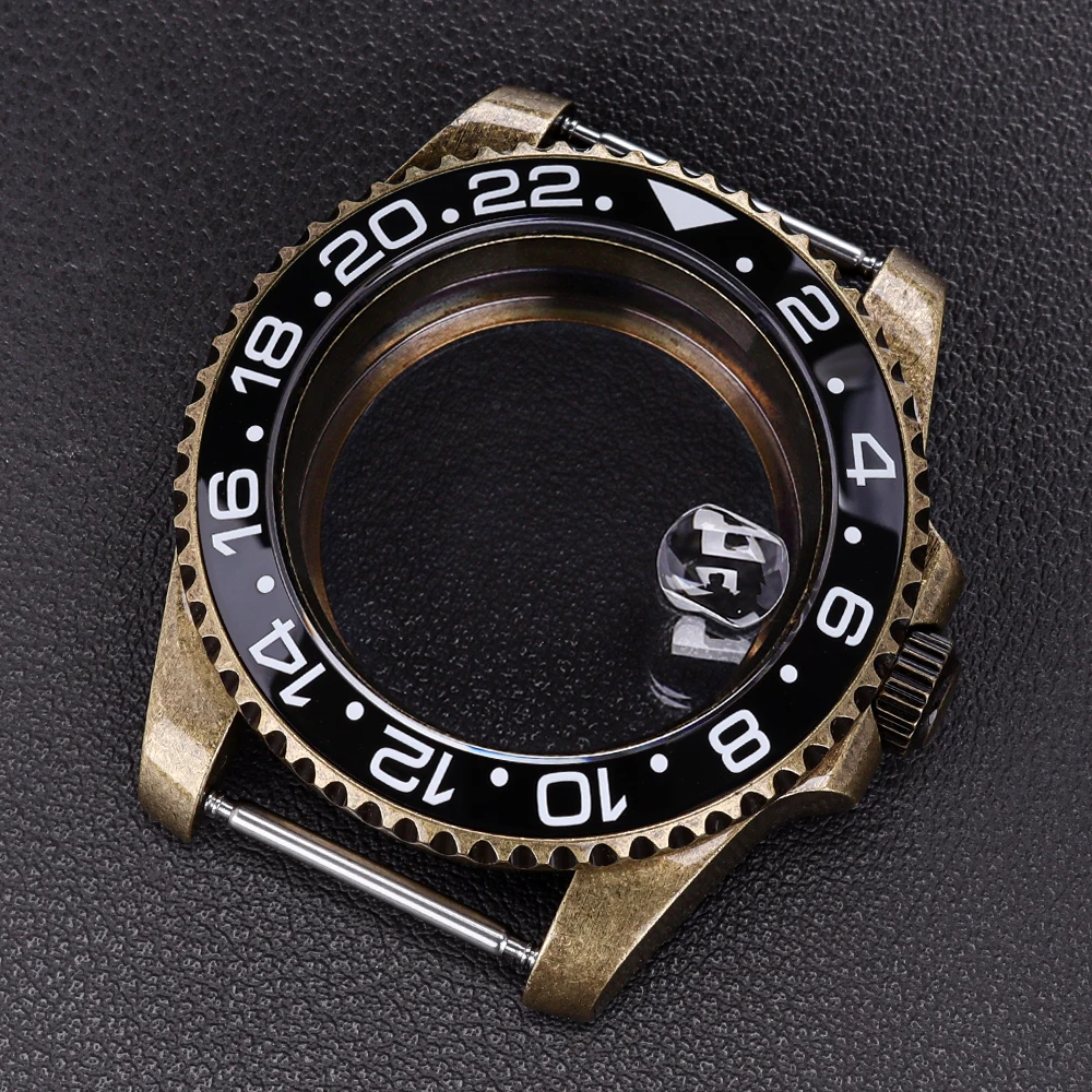 Bronze Retro Case 40mm 200m Waterproof Watch Case Accessories For SUB GMT NH35 NH36 NH34 NH38 Movement 28.5mmDial Sapphire Glass