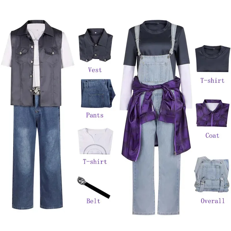 영화 '더 일렉트릭 스테이트' 미셸 코스프레 의상 티셔츠 코트 오버롤 수트 남녀 공용 변장 의상 할로윈 카니발 파티