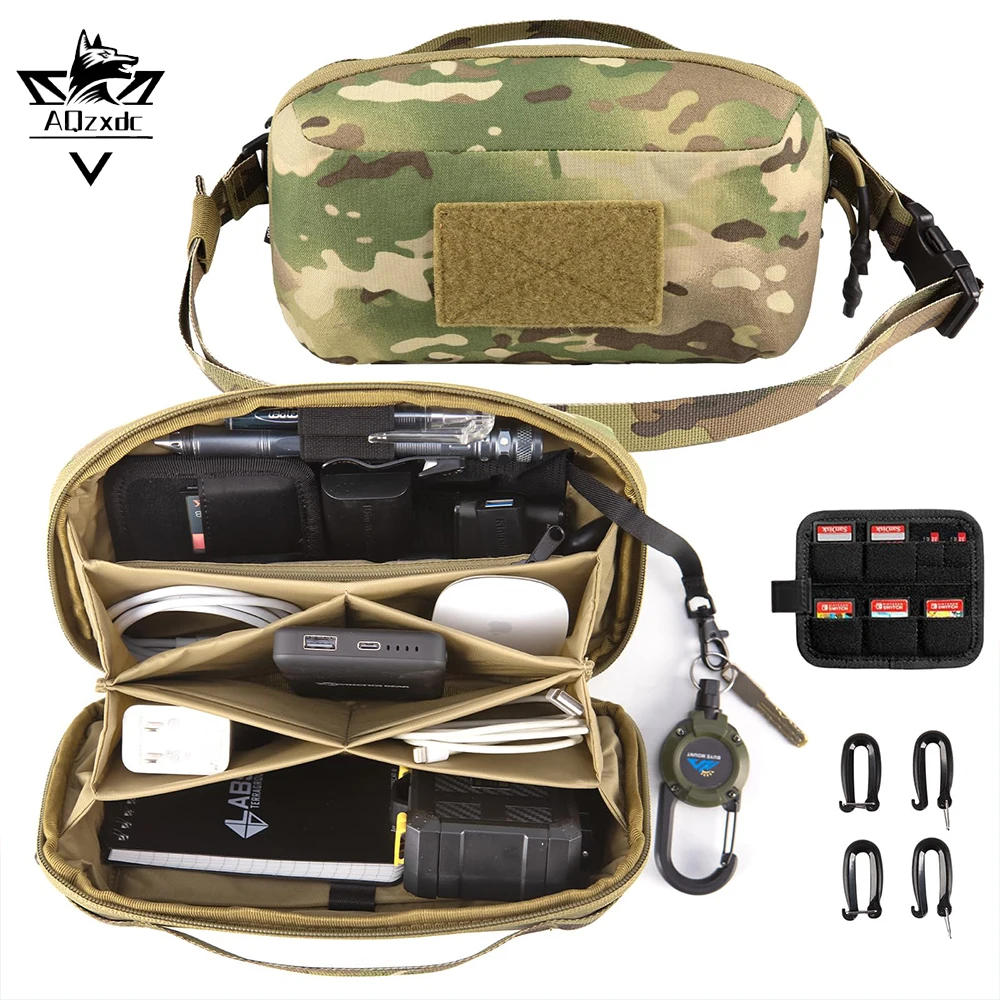 

Tactical Electronic Organizer Accessory Pouch Travel EDC Storage Packet Portable Multifunctional Multi-Compartment Waist Bag