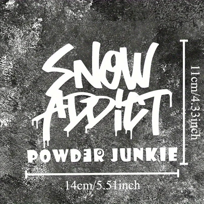 SNOW ADDICT POWER JUNKIE Waterproof Vinyl Sticker, 2D Flat Decal for Motorcycle Tank, Helmet & Ski Board