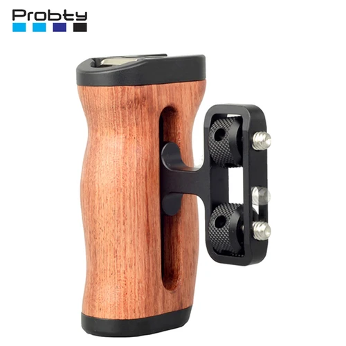 Probty-jaula Universal para cámara DSLR, mango lateral para cámara Sony/Canon/Nikon, Mini empuñadura de madera, 1/4 tornillos, fotografía de zapata fría
