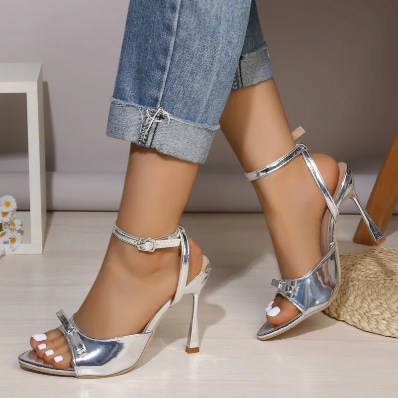 Bows-knotted Fish-mouthed Summer Fashion-friendly Versatile High-heeled Roman-style Women's Sandals