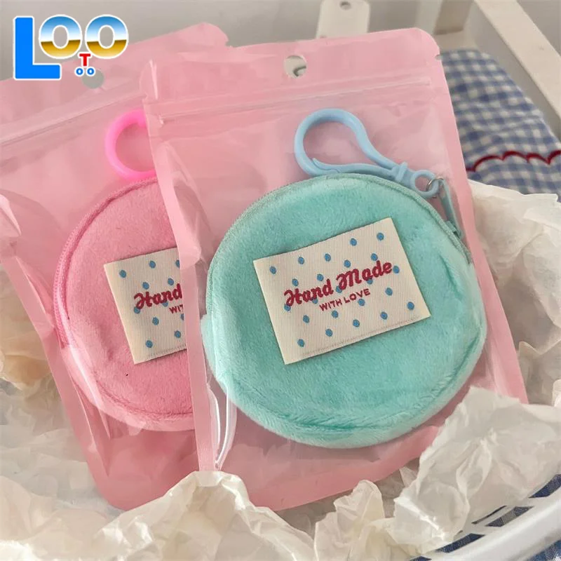 Милый милый круглый меховой кошелек для монет, розовый, зеленый, девчачий, портативная губная помада, наушники, большая емкость, сумки для хранения, брелок, подвеска, подарки