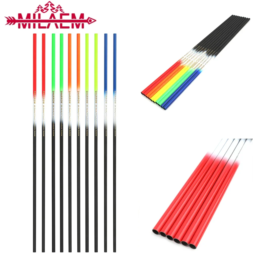 

6pcs Mixed Carbon Arrow Shaft 16inch 17inch 18inch 20inch 22inch ID 7.6mm for Bow Outdoor Shooting Hunting Archery Accessories