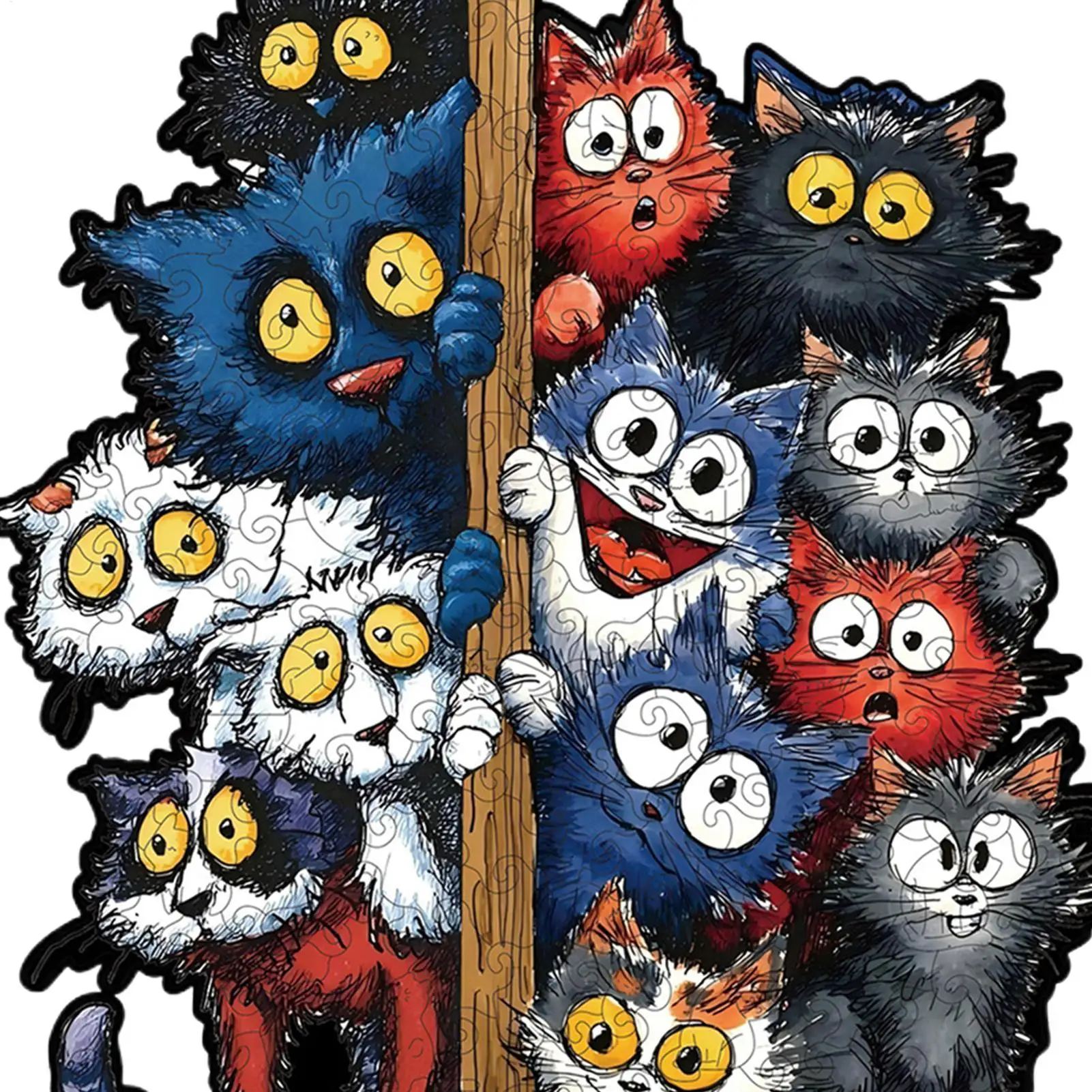 

Деревянный пазл с изображением кота, реалистичная игрушка, точный декор, деревянные пазлы с изображением кота для влюбленных, взрослых, детей, настенная полка для дома, семьи, друзей