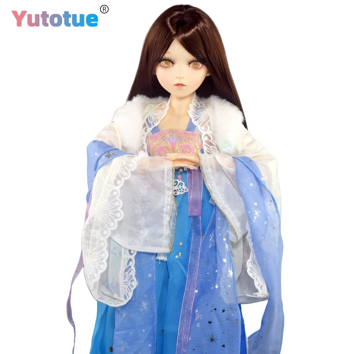 YUTOTUE 60cm Height Female BJD Doll with Removable Ancient Clothing Straight Brown Wigs Girls Toy