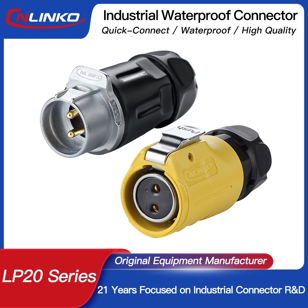 

CNLINKO LP20 Quick Connect Waterproof Wire Connector IP68 Durable Industrial Connector for Outdoor Equipment Machinery Lighting