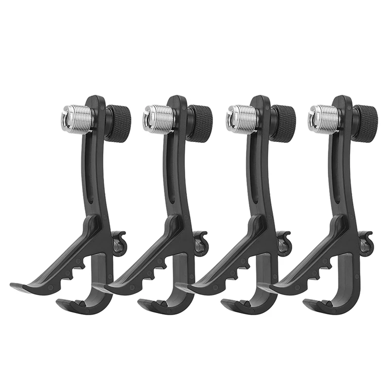 4Pcs Mic Clip Universal Microphone Clamp Adjustable Drum Mic Kit & Microphone Holder For Mic Stand