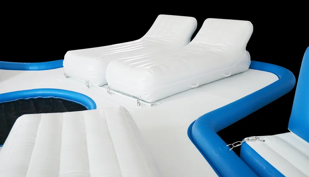 DWF And Pvc Inflatable Lounge Island Floating Sofa Yacht Platforms With Seats