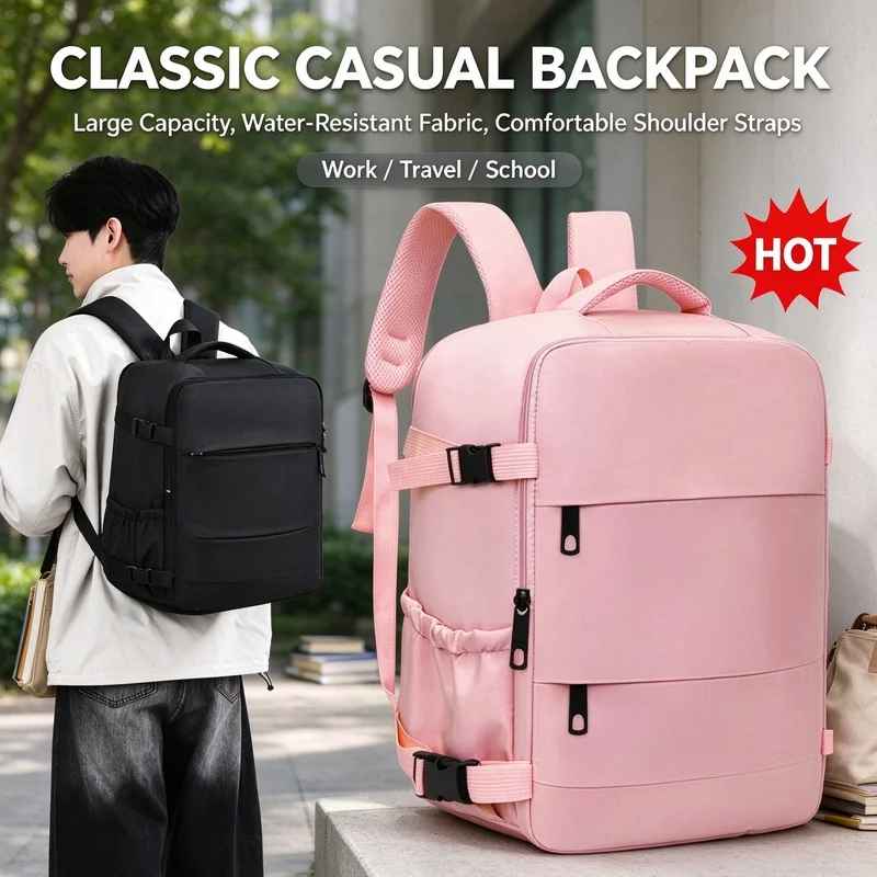 Durable Carry On Travel Backpack Large Capacity Daypack for Business Commuting Outdoor Daily Use