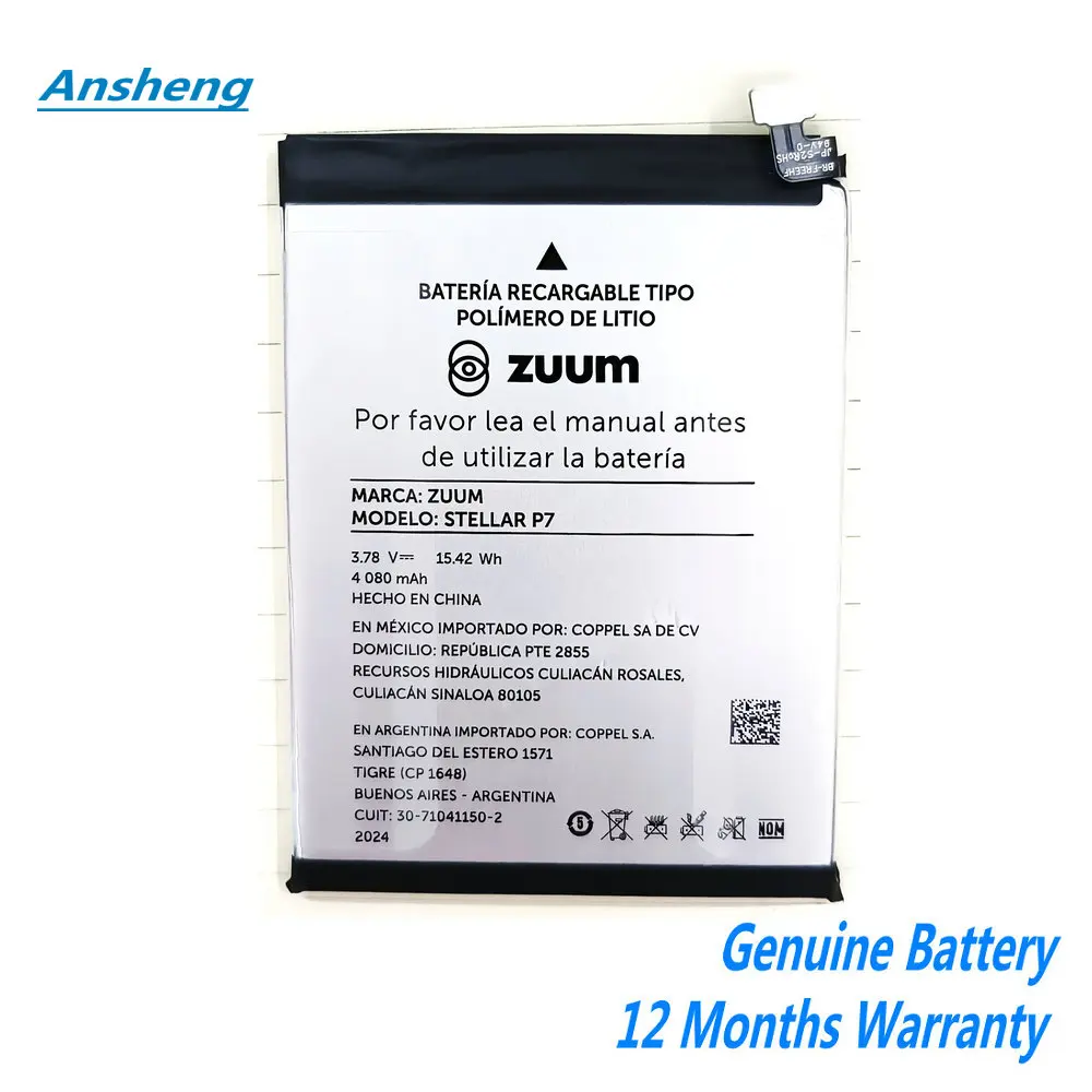 Original 3.78V 4080mAh Battery For ZUUM STELLAR P7 Mobile Phone