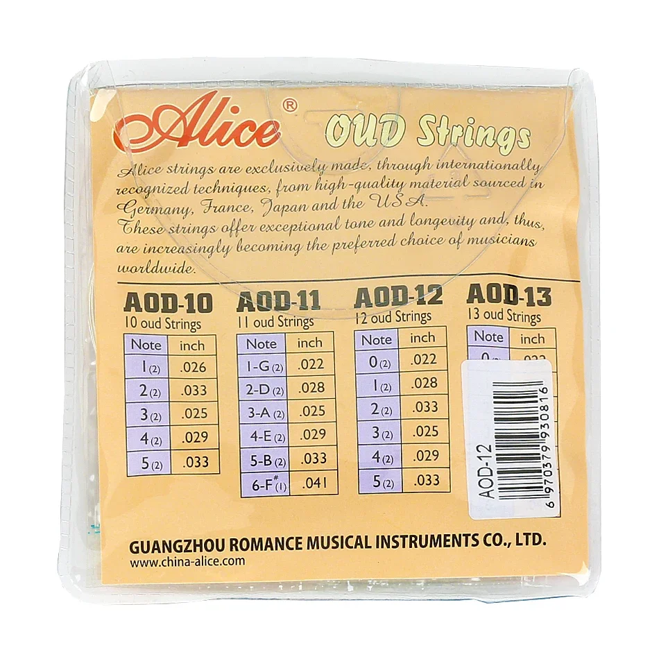 Original Alice AOD-12 OUD Strings UD/UT 12 Courses Strings Clear Nylon And Silver-Plated Copper Alloy Wound